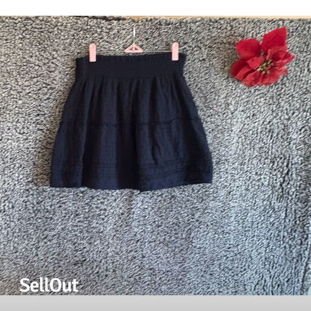 Hollister Women's High Rise Eyelet Skirt Blue A-Line Size L Casual